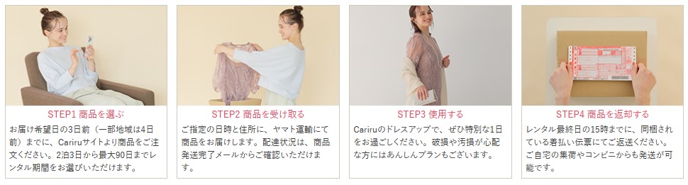 cariru レンタルドレスの利用方法と流れ